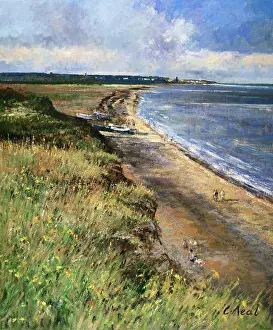 Impressionism Prints: Dunwich Beach, Dunwich, Suffolk 1990 Charles Neal (b.1951/British) Oil on canvas