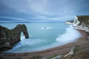 Limestone Prints: Durdle Door beach on the Jurassic Coast in winter
