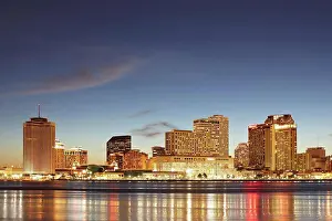 Urban Life Prints: Dusk view of high rise buildings of New Orleans