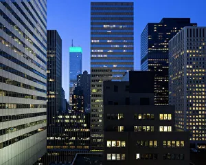 General View Prints: Dusk view of New York skyline. New York Cityscapes 2017