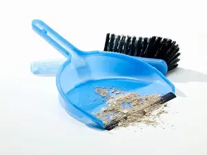 Cleaning Prints: Dustpan and brush with floor sweepings