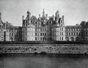 Cultural Site Prints: Early autotype of Chateau de Chambord castle