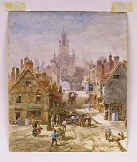 Horse Drawn Prints: The East Gate, Warwick. Louise Rayner (1832-1924)