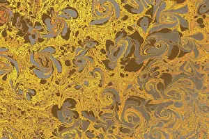 Handmade Prints: Ebru marbling floral patterns.. Unique art Liquid marbling