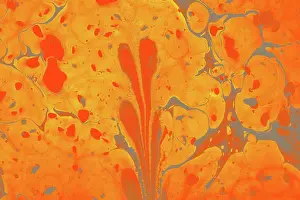 Handmade Prints: Ebru marbling floral patterns.. Unique art Liquid marbling