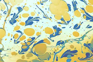 Graphic Prints: Ebru marbling floral patterns.. Unique art Liquid marbling
