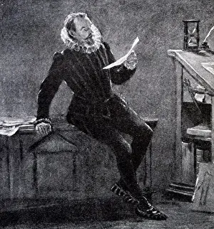 Literature Prints: Edmund Spenser (1553 ñ 1599) reading one of his poems