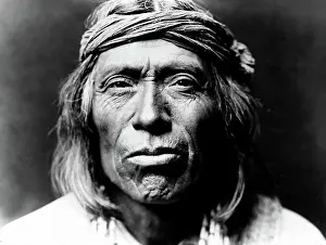 Archival Indians Prints: Edward S. Curtis Native American Indians - portrait of Shiwawatiwa, a Zuni Indian ca. 1903