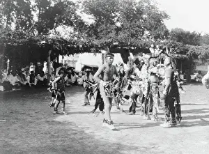 Archival Indians Prints: Edward S. Curtis Native American Indians - Skidi and Wichita Indian dancers in ceremonial dress ca