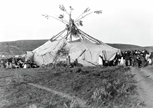 Archival Indians Prints: Edward S. Curtis Native American Indians - Sun dance in progress--Cheyenne Indians ca