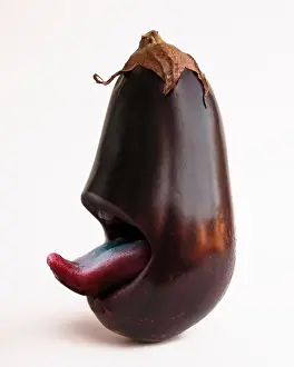 Sticking Out Tongue Prints: Eggplant with Tongue