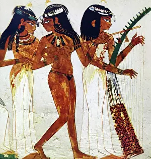 Dead Prints: Egyptian tomb wall painting from Thebes, Luxor. Dated 11th Century BC