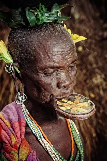 Disc Prints: Elderly Surma woman with traditional lip plate