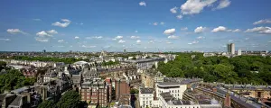 Wide Angle Prints: Elevated panoramic view from penthouse rooftop terrace towards Hyde park