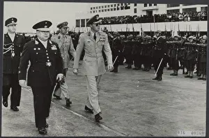 Visit Prints: Elsevier photo collection. Prince Bernhard inspects honorary guard visit Lima