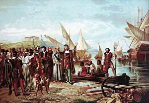 New World Prints: Embarkation and Departure of Christopher Columbus from Port of Palos