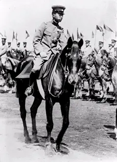 Horseback Prints: Emperor Hirohito of Japan on horseback, reviewing troops of the Japanese Army 1928