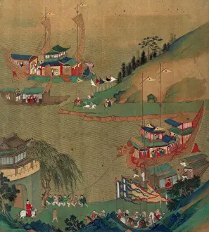 Emperor Prints: Emperor Yangdi (Sui Dynasty) with his Fleet Artist Unknown Bibliotheque Nationale