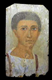 Egyptian Prints: Encaustic roman-Egyptian mummy portraits from Fayum in Egypt; 150 AD