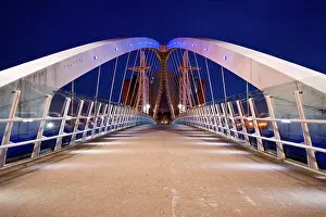 Shining Prints: England, Greater Manchester, Salford Quays. The Millennium Bridge at Salford Quays