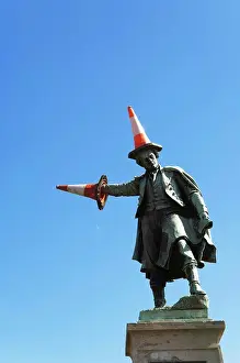 Joke Prints: England, Kent, Chatham. Statue of Thomas Waghorn who was pioneer and founder of the Overland Route
