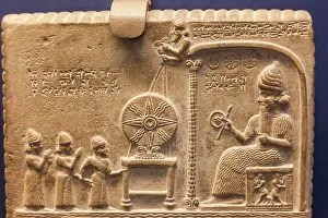 Museums Prints: England, London, British Museum, The Sun God (Shamash) Tablet from Mesopotamia Iraq