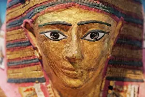 Northern Africa Prints: England, London, British Museum, Egyptian Room, Display of Egyptian Mummy