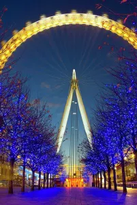 Colourful Prints: England, London, London Eye and Christmas Lights