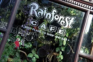 Cafe Prints: England, London, Shaftesbury Avenue. Exterior of the Rainforest Cafe in Shaftesbury Avenue