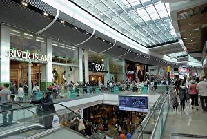Levels Prints: England, London, Stratford. People shopping in Westfield Stratford City shopping centre