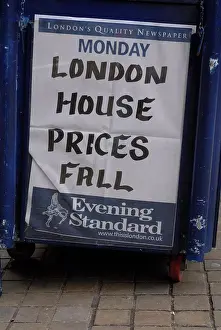 Newspaper Prints: England, London, West End. A newspaper hoarding for the London Evening Standard