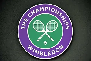 Capital Prints: England, London, Wimbledon. Wimbledon logo sign in the grounds during the 2011 Wimbledon Tennis Championships