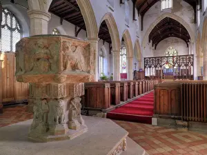 East Anglia Prints: England, Norfolk, Happisburgh. Interior of St Marys Church in Happisburgh