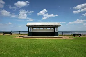 Windows Prints: England, Norfolk, Mundesley. A promenade shelter at Mundesley