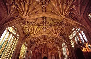 Books Prints: England, Oxfordshire, Oxford. A view up at the roof of the Bodleian Library
