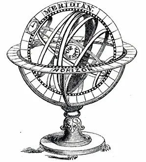 Features Prints: Engraving depicting an armillary sphere