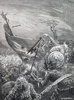Dead Prints: Engraving depicting the death of King Harold Godwinson at the Battle of Hastings