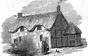 Writer Prints: Engraving depicting the home of Izaak Walton (1594-1683) an English writer
