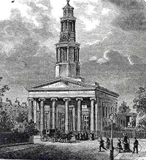 Winds Prints: An engraving depicting the new St Pancras Church