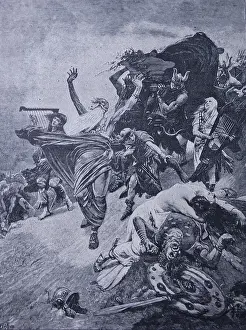 Battle Prints: Engraving depicting the retreat after the Battle of Vesuvius