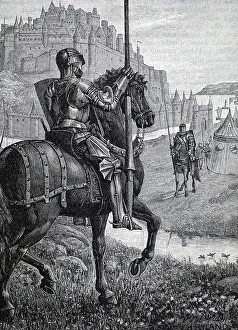 Round Prints: Engraving depicting Sir Gareth was a Knight of the Round Table in Arthurian legend
