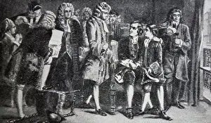 17th Century Prints: Engraving of John Dryden (1631-1700) meeting with Alexander Pope