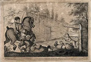 Episode Prints: An episode in Tristram Shandy: Obadiah riding a coach horse knocks Dr