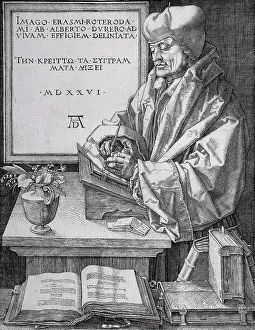 Latin Script Prints: Erasmus of Rotterdam by Albrecht Durer