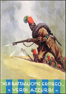 Ethiopia Prints: Eritrean soldiers fighting for Italy in the conquest of Ethiopia 1936