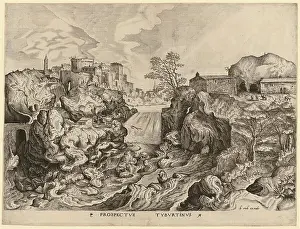 Story Prints: Etching and copper engraving depicting the view of Tivoli
