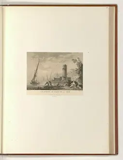 Maritime Prints: 'Etching by Jean Godefroy showing a citadel by the sea
