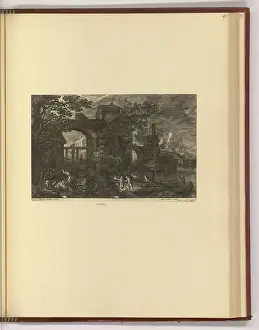 Composition Prints: Etching by Pieter Stevens II from 1560-1650 depicting a night landscape with fishermen