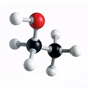 Network Prints: Ethanol molecule. Atoms are represented as spheres and are colour_coded: carbon black