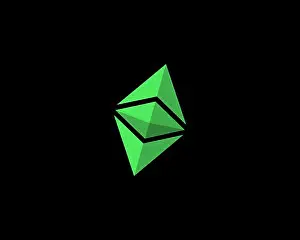 Networks Prints: Ethereum Classic, Rotated Logo, Black Background B